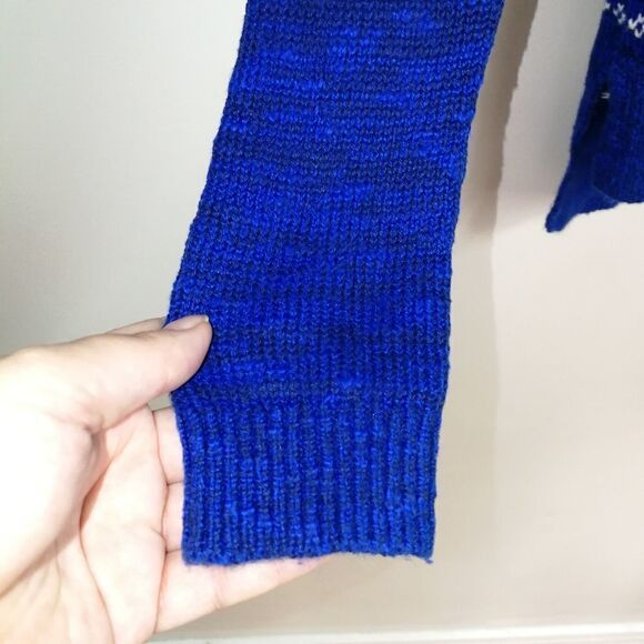 HOLLISTER Navy Blue & White Fair Isles Cotton Knitted Sweater Extra-Small - Picture 8 of 15